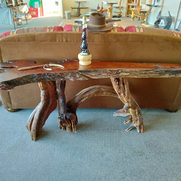 Foyer table with burl legs